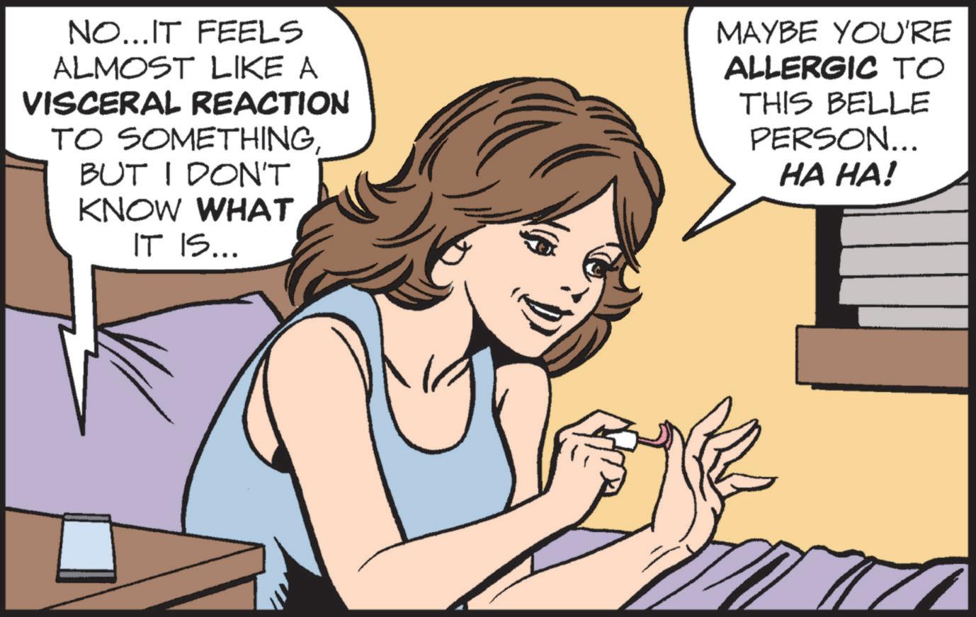Throat OCR: NO...IT FEELS ALMOST LIKE A VISCERAL REACTION TO SOMETHINGBUT I DON'T KNOW WHAT IT IS... MAYBE YOU'RE ALLERGIC TO THIS BELLE PERSON... HA HA! NO ... IT FEELS ALMOST LIKE A VISCERAL REACTION TO SOMETHINGBUT I DON'T KNOW WHAT IT IS ... MAYBE YOU'RE ALLERGIC TO THIS BELLE PERSON ... HA HA !