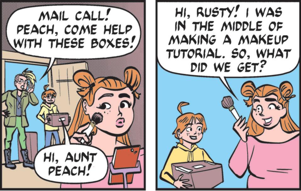Blond OCR: MAIL CALL! PEACHCOME HELP WITH THESE BOXES! HIRUSTY! I WAS IN THE MIDDLE OF MAKING A MAKEUP TUTORIAL. SOWHAT DID WE GET? 1600 HIAUNT PEACH! MAIL CALL ! PEACHCOME HELP WITH THESE BOXES ! HIRUSTY ! I WAS IN THE MIDDLE OF MAKING A MAKEUP TUTORIAL . SOWHAT DID WE GET ? 1600 HIAUNT PEACH !