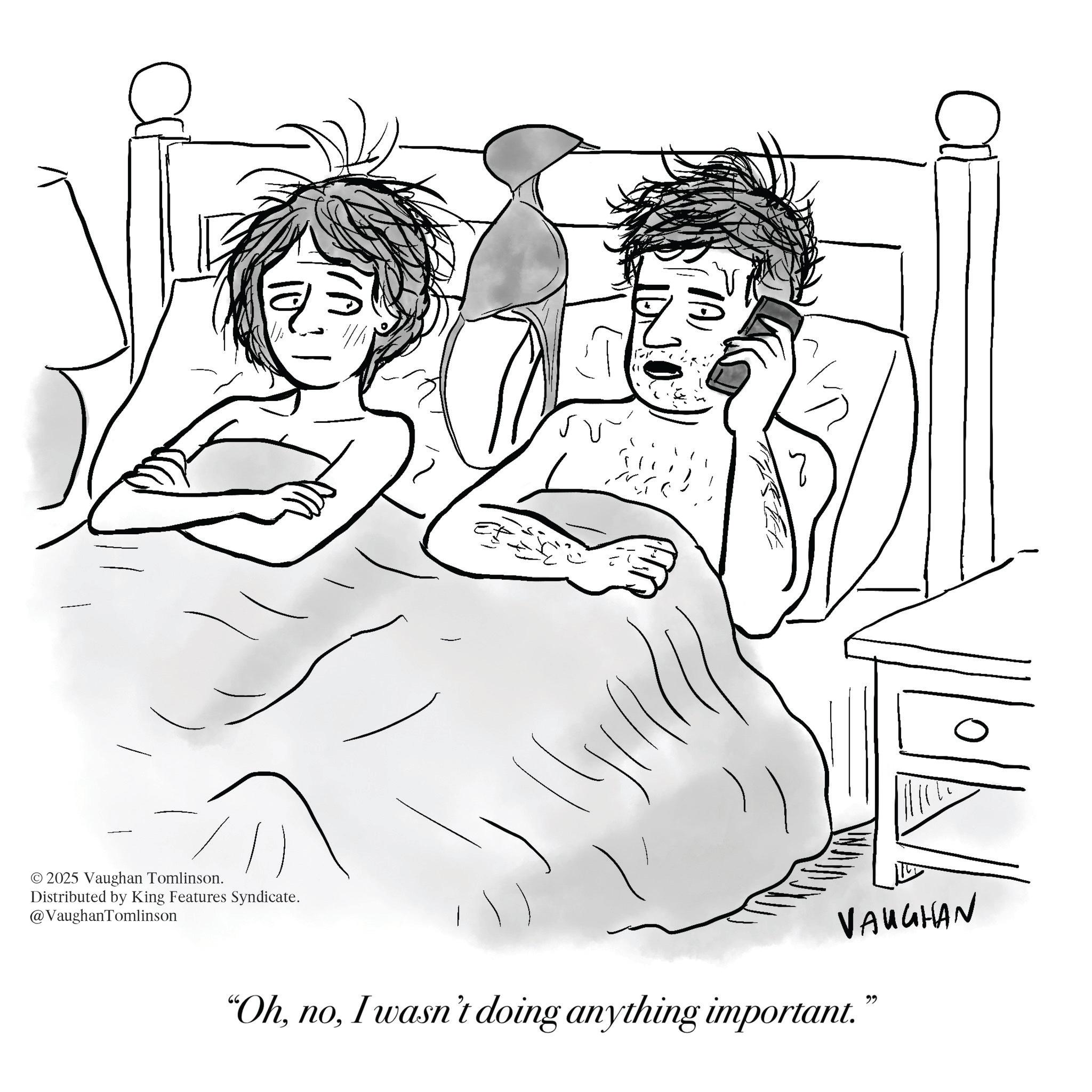 Sketch OCR: a TA) ????? VAUGHAN "OhI wasn't doing anything important." © 2025 Vaughan Tomlinson. Distributed by King Features Syndicate. @VaughanTomlinson a TA ) ????? VAUGHAN " OhI wasn't doing anything important . " © 2025 Vaughan Tomlinson . Distributed by King Features Syndicate . @VaughanTomlinson