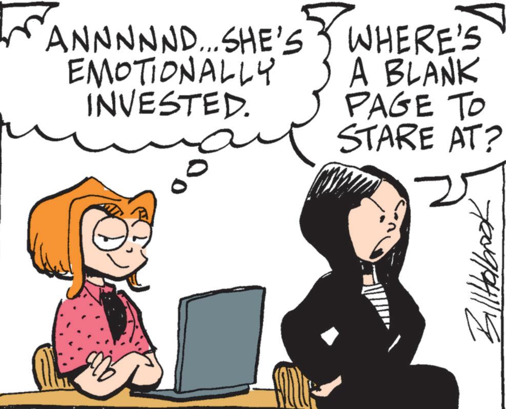 Fictional character OCR: ANNNNND... SHE'S EMOTIONALLY INVESTED. WHERE'S A BLANK PAGE TO STARE AT? M 7009/24/18 ANNNNND ... SHE'S EMOTIONALLY INVESTED . WHERE'S A BLANK PAGE TO STARE AT ? M 7009/24/18