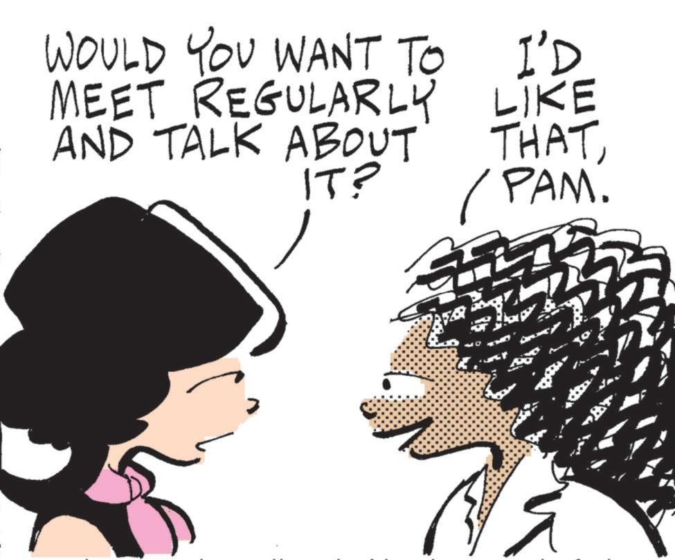 Sketch OCR: WOULD YOU WANT TO I'D MEET REGULARLY LIKE AND TALK ABOUT IT? THAT/PAM. WOULD YOU WANT TO I'D MEET REGULARLY LIKE AND TALK ABOUT IT ? THAT/ PAM .