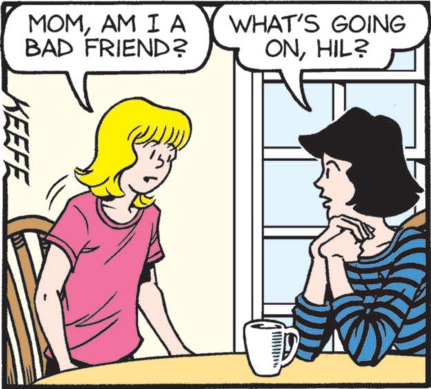 Animated cartoon OCR: MOMAM I A BAD FRIEND? WHAT'S GOING ONHIL? KEEFE 3 MOMAM I A BAD FRIEND ? WHAT'S GOING ONHIL ? KEEFE 3