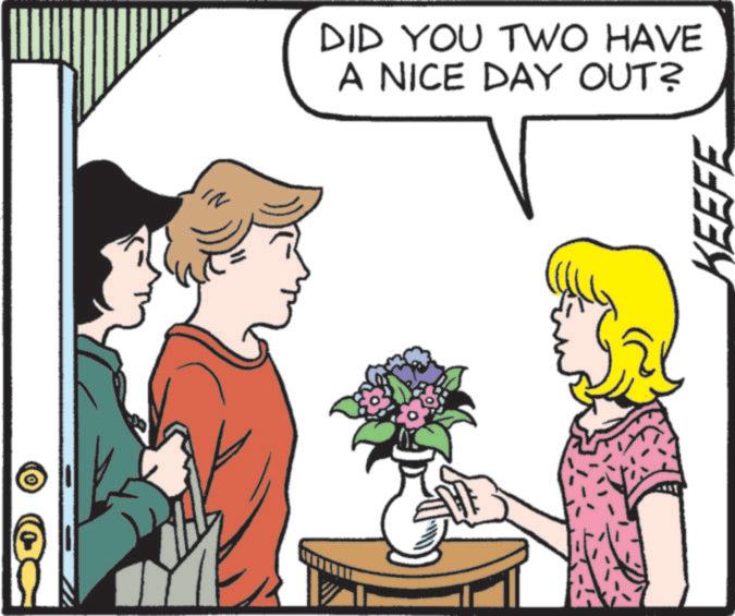 Animated cartoon OCR: 0 DID YOU TWO HAVE A NICE DAY OUT? KEEFE 0 DID YOU TWO HAVE A NICE DAY OUT ? KEEFE