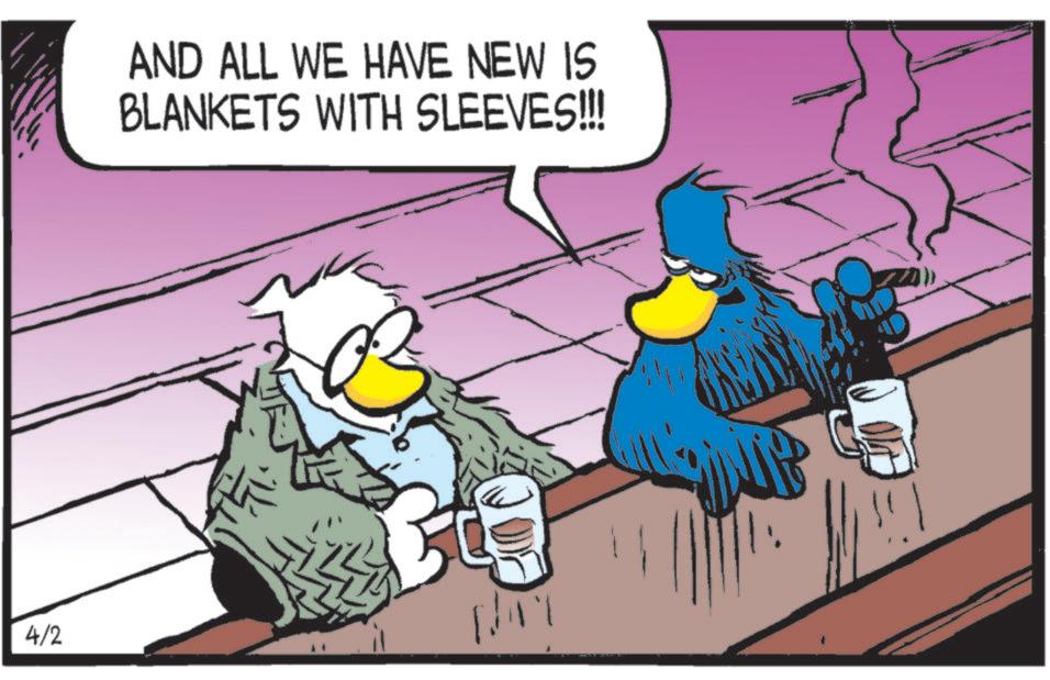 Comic book OCR: 4/2 AND ALL WE HAVE NEW IS BLANKETS WITH SLEEVES!!! 4/2 AND ALL WE HAVE NEW IS BLANKETS WITH SLEEVES !!!