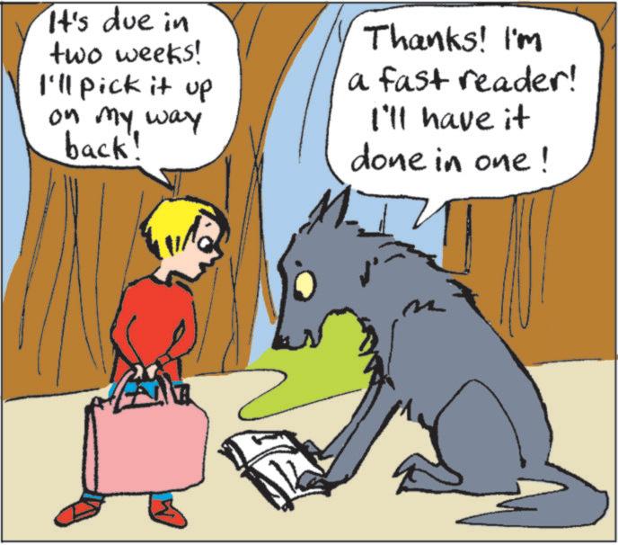 Canidae OCR: It's due in two weeks! I'll pick it up on my way back! Thanks! I'm a fast reader! I'll have it done in one! M. m It's due in two weeks ! I'll pick it up on my way back ! Thanks ! I'm a fast reader ! I'll have it done in one ! M. m