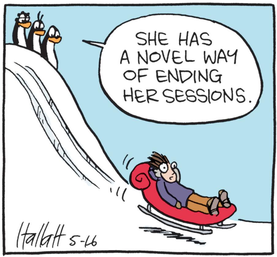 Fictional character OCR: Hallatt 5-16 SHE HAS A NOVEL WAY OF ENDING HER SESSIONS. Hallatt 5-16 SHE HAS A NOVEL WAY OF ENDING HER SESSIONS .