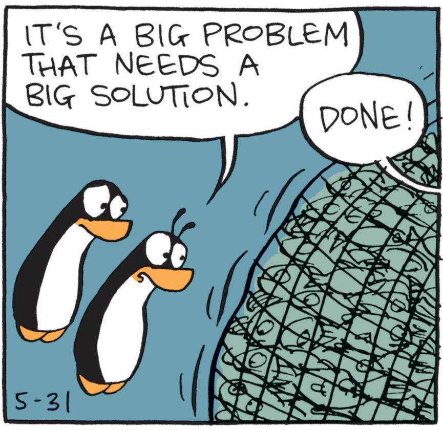 Animated cartoon OCR: IT'S A BIG PROBLEM THAT NEEDS A BIG SOLUTION. DONE! 5-31 IT'S A BIG PROBLEM THAT NEEDS A BIG SOLUTION . DONE ! 5-31