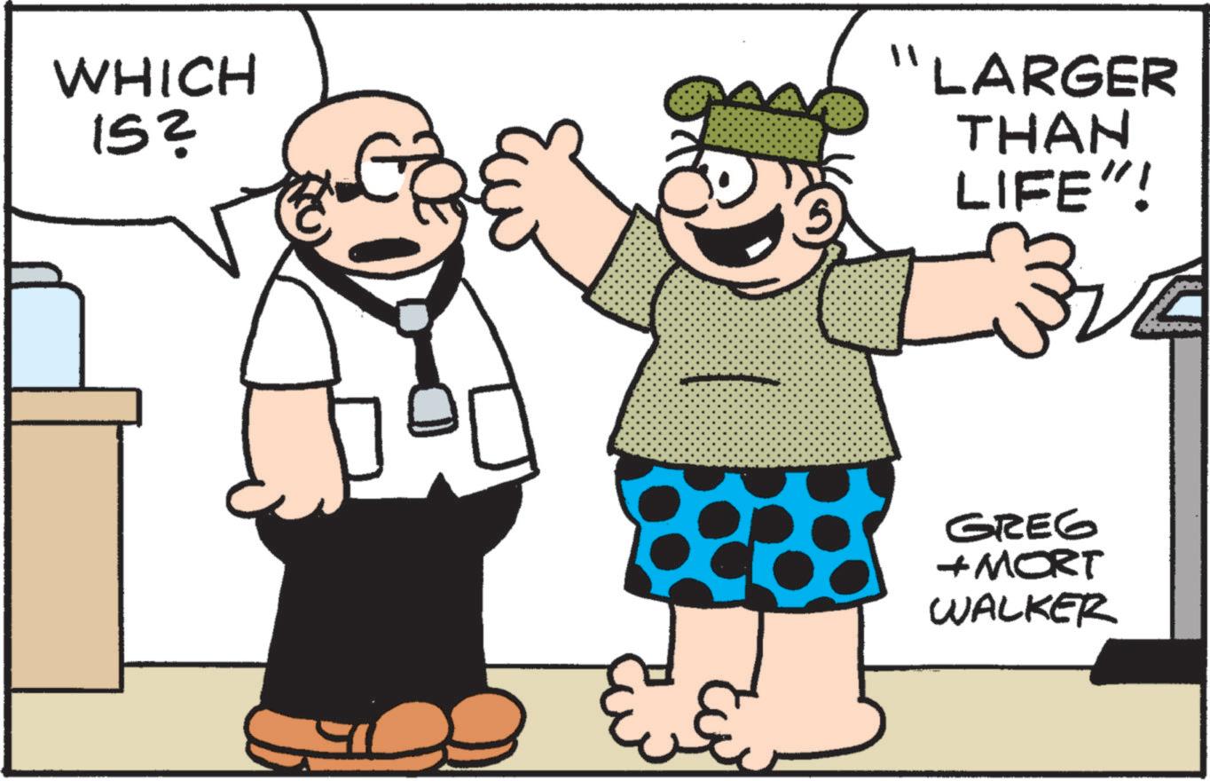 Gesture OCR: WHICH 15? ? "LARGER THAN LIFE"! 32 GREG + MORT WALKER WHICH 15 ? ? " LARGER THAN LIFE " ! 32 GREG + MORT WALKER