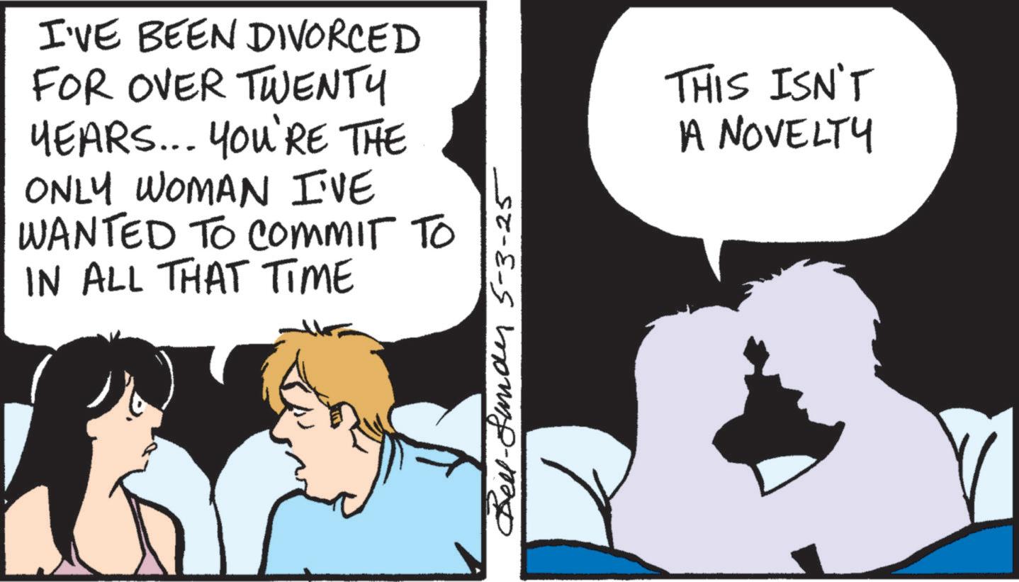 Animation OCR: I'VE BEEN DIVORCED FOR OVER TWENTY YEARS... YOU'RE THE ONLY WOMAN I'VE WANTED TO COMMIT TO IN ALL THAT TIME THIS ISN'T A NOVELTY I'VE BEEN DIVORCED FOR OVER TWENTY YEARS ... YOU'RE THE ONLY WOMAN I'VE WANTED TO COMMIT TO IN ALL THAT TIME THIS ISN'T A NOVELTY