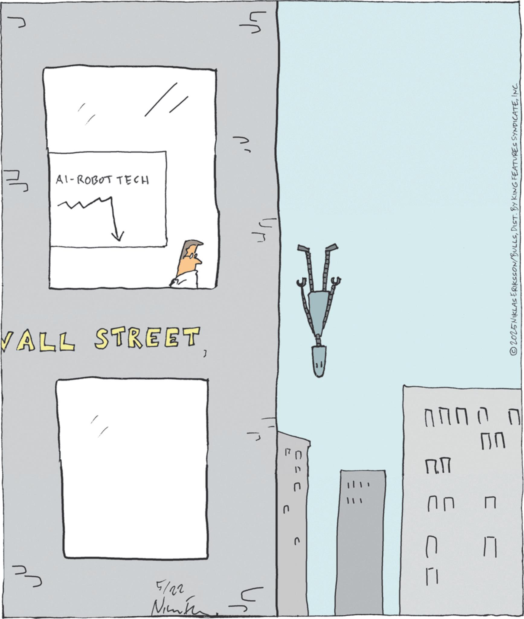 Handwriting OCR: ?? ?? ? AI-ROBOT TECH VALL STREET5/22 Nimmt ? U U ?? 5 ???? ? ?? ?? ?? ? 2025NIKLAS ERIKSSON/BULLSINC ?? ?? ? AI - ROBOT TECH VALL STREET5/22 Nimmt ? U U ?? 5 ???? ? ?? ?? ?? ? 2025NIKLAS ERIKSSON / BULLSDIST . BY KING FEATURES SYNDICATE