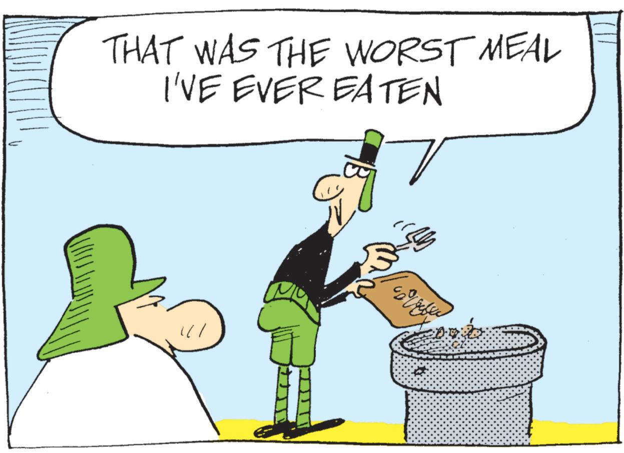 Photo caption OCR: THAT WAS THE WORST MEAL I'VE EVER EATEN THAT WAS THE WORST MEAL I'VE EVER EATEN