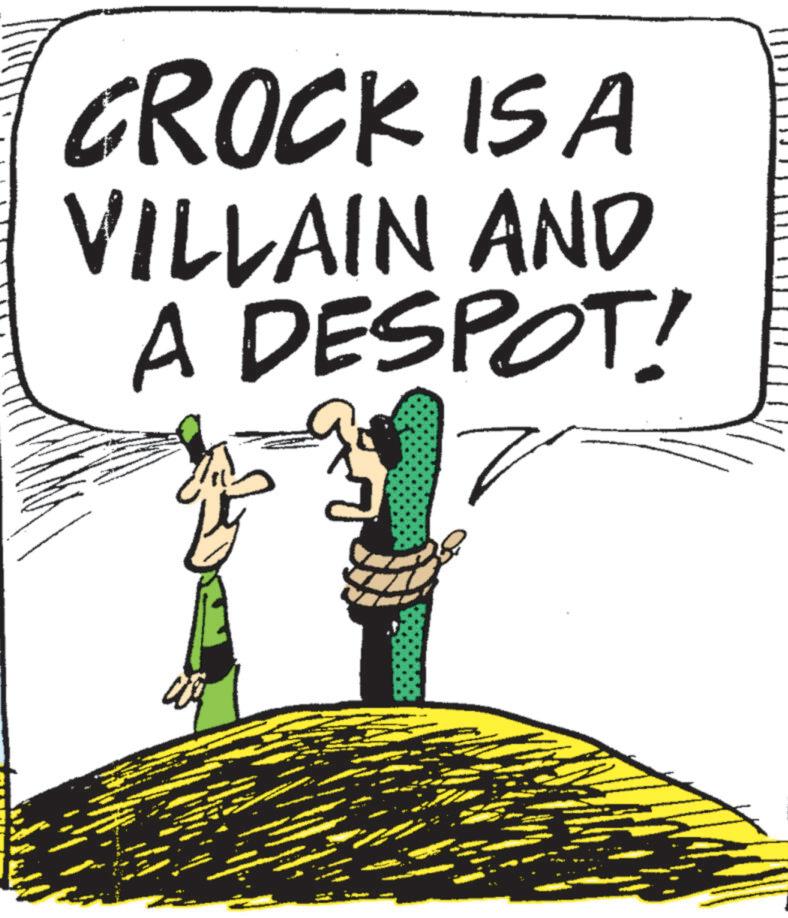 Animated cartoon OCR: CROCK IS A VILLAIN AND A DESPOT! CROCK IS A VILLAIN AND A DESPOT !