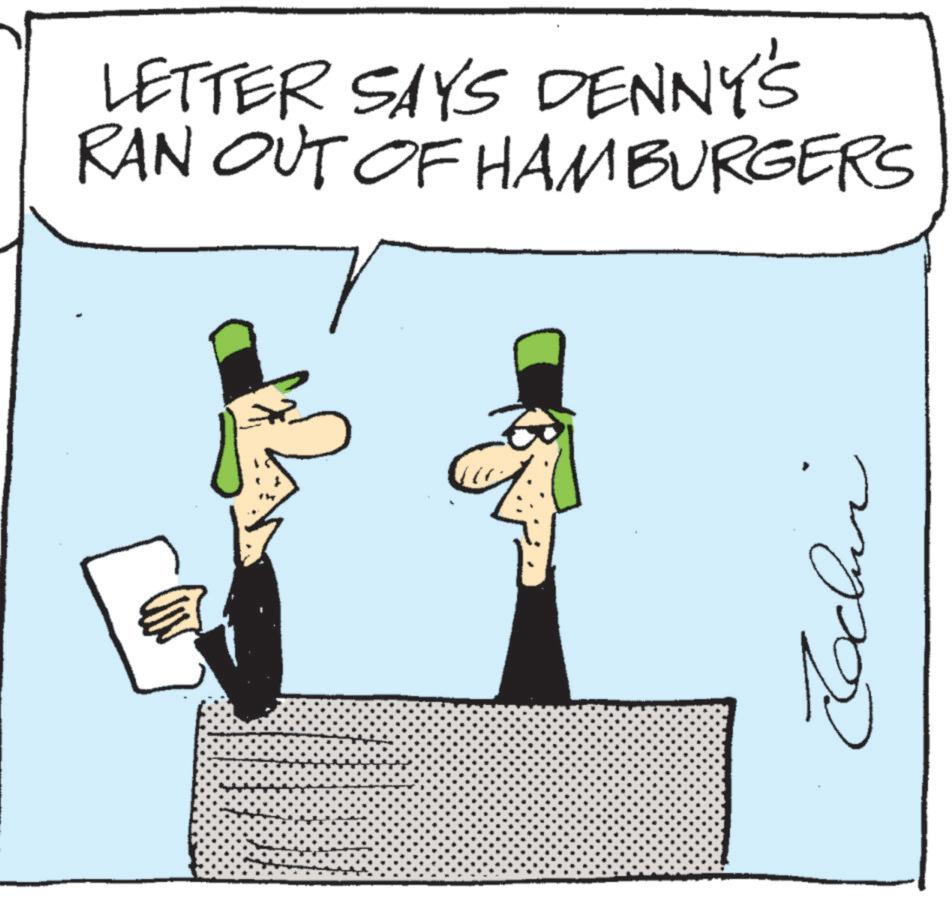 Fiction OCR: LETTER SAYS DENNY'S RAN OUT OF HAMBURGERS ????? LETTER SAYS DENNY'S RAN OUT OF HAMBURGERS ?????