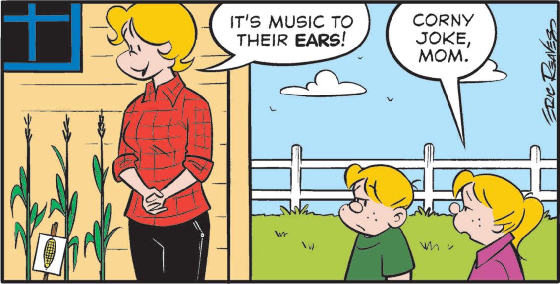 Child OCR: ON IT'S MUSIC TO THEIR EARS! CORNY JOKEMOM. Wr w: ERIC RENESS ON IT'S MUSIC TO THEIR EARS ! CORNY JOKEMOM . Wr w : ERIC RENESS
