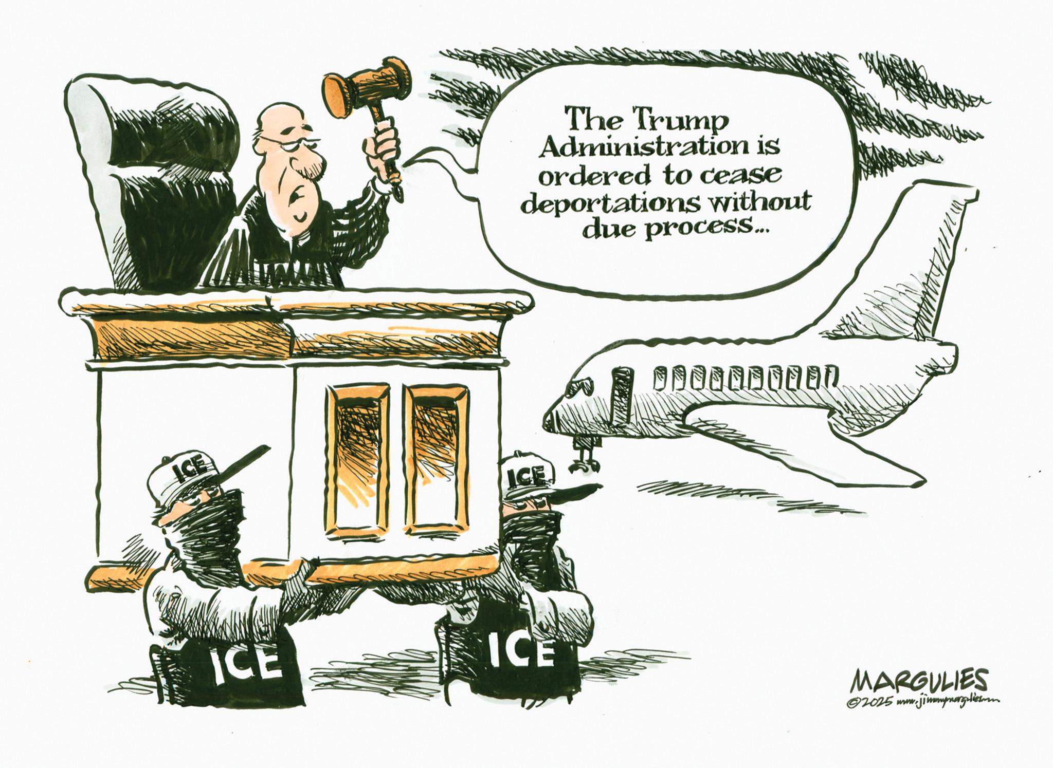 Flag Day OCR: ICE ICE ICE The Trump Administration is ordered to cease deportations without due process... ICE MARGULIES 2025 www. w.jiumpargulies ICE ICE ICE The Trump Administration is ordered to cease deportations without due process ... ICE MARGULIES 2025 www . w.jiumpargulies