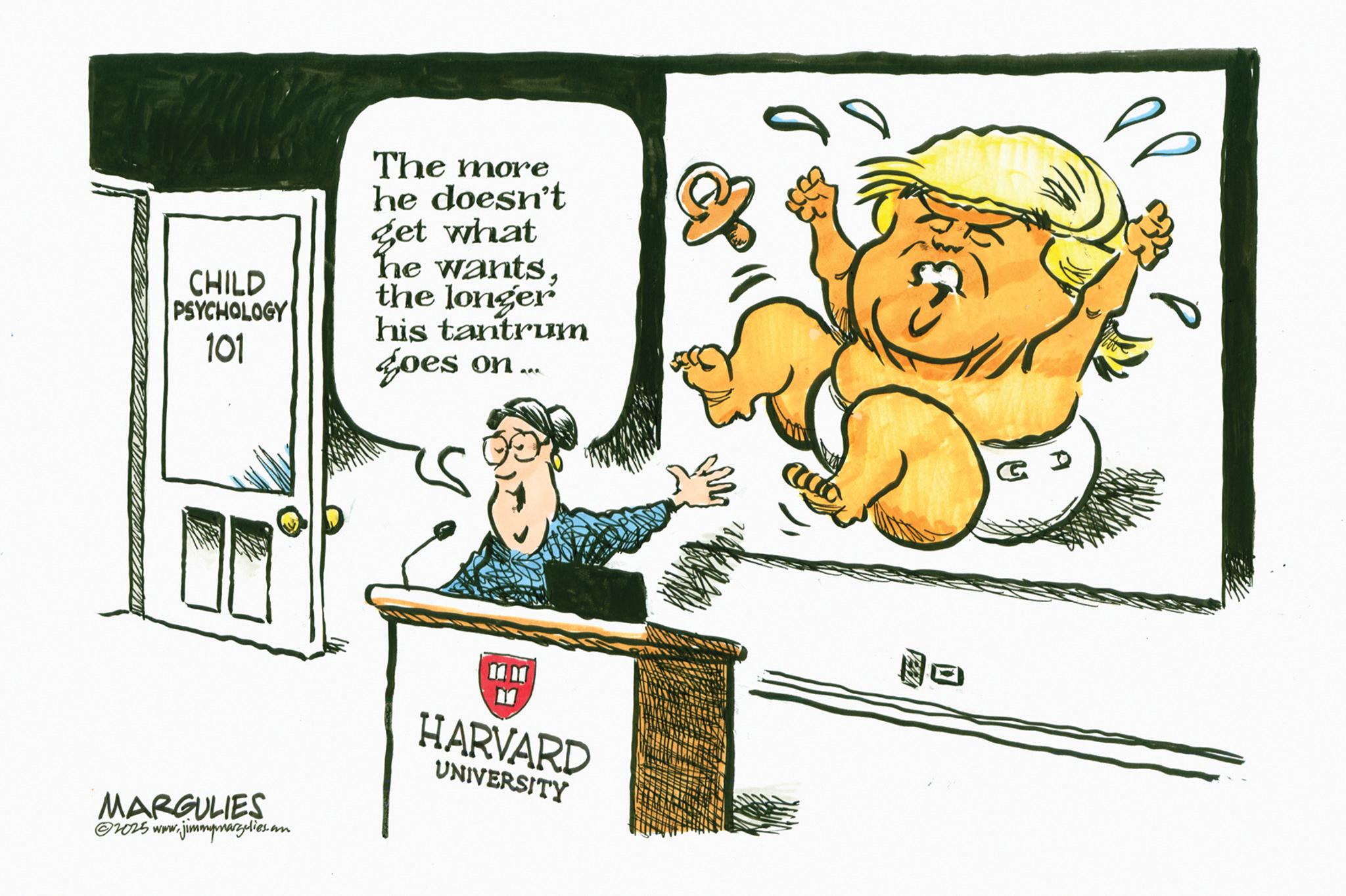Humour OCR: CHILD PSYCHOLOGY 101 The more he doesn't get what he wants. the longer his tantrum goes on... MARGULIES 2025 www.jimmymargulies.an HARVARD UNIVERSITY ?? G ? CHILD PSYCHOLOGY 101 The more he doesn't get what he wants . the longer his tantrum goes on ... MARGULIES 2025 www.jimmymargulies.an HARVARD UNIVERSITY ?? G ?