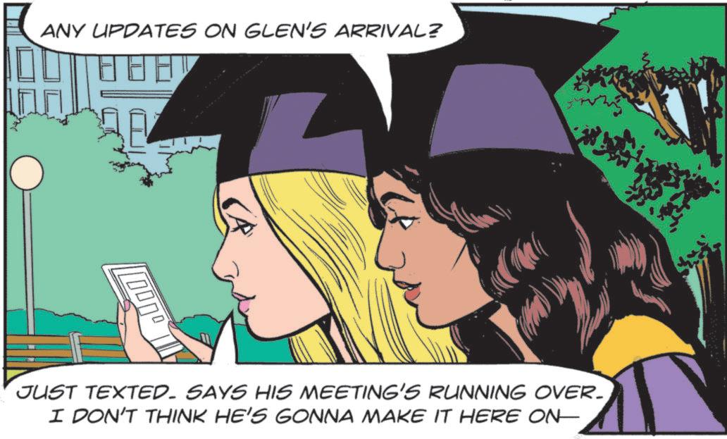 Publication OCR: ANY UPDATES ON GLEN'S ARRIVAL? 0000 JUST TEXTED. SAYS HIS MEETING'S RUNNING OVER- I DON'T THINK HE'S GONNA MAKE IT HERE ON ANY UPDATES ON GLEN'S ARRIVAL ? 0000 JUST TEXTED . SAYS HIS MEETING'S RUNNING OVER- I DON'T THINK HE'S GONNA MAKE IT HERE ON