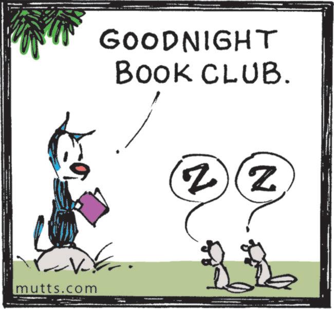 Photo caption OCR: GOODNIGHT BOOK CLUB. V mutts.com 22 22 GOODNIGHT BOOK CLUB . V mutts.com 22 22