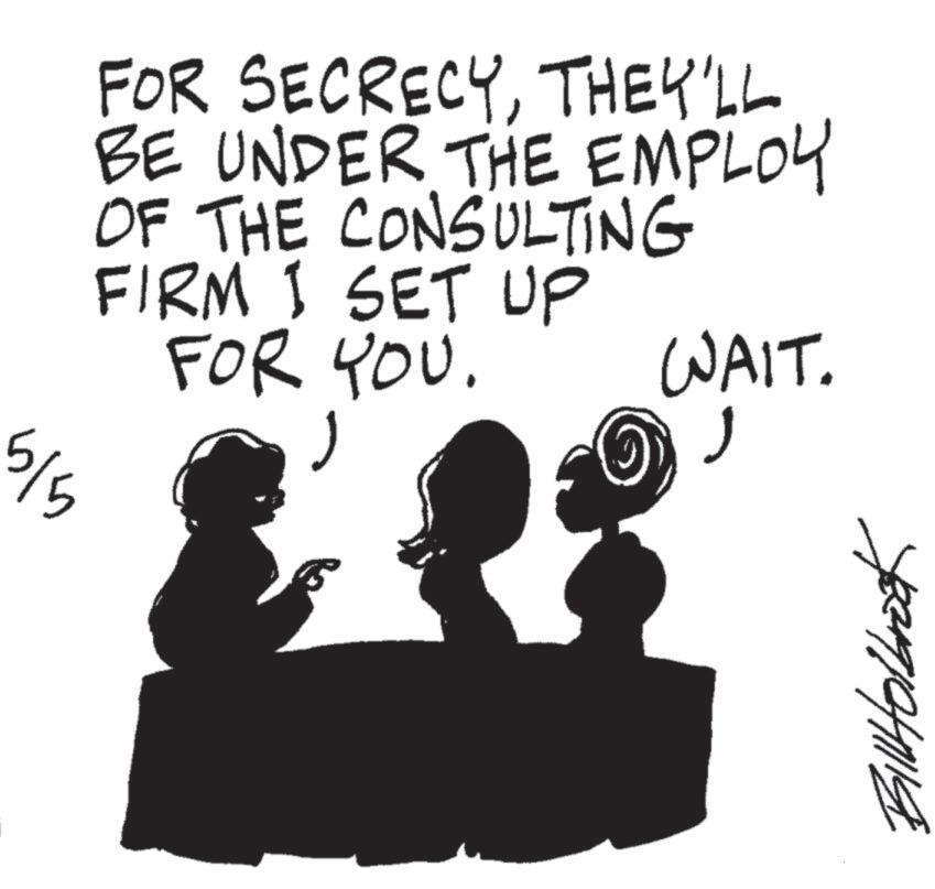 Photo caption OCR: 5/5 FOR SECRECYTHEY'LL BE UNDER THE EMPLOY OF THE CONSULTING FIRM I SET UP FOR YOU. WAIT. BillHolbrook 5/5 FOR SECRECYTHEY'LL BE UNDER THE EMPLOY OF THE CONSULTING FIRM I SET UP FOR YOU . WAIT . BillHolbrook