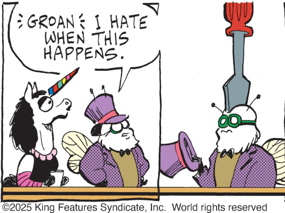 Graphic design OCR: - GROANE I HATE WHEN THIS HAPPENS. ©2025 King Features SyndicateInc. World rights reserved 2€ - GROANE I HATE WHEN THIS HAPPENS . © 2025 King Features SyndicateInc. World rights reserved 2 €