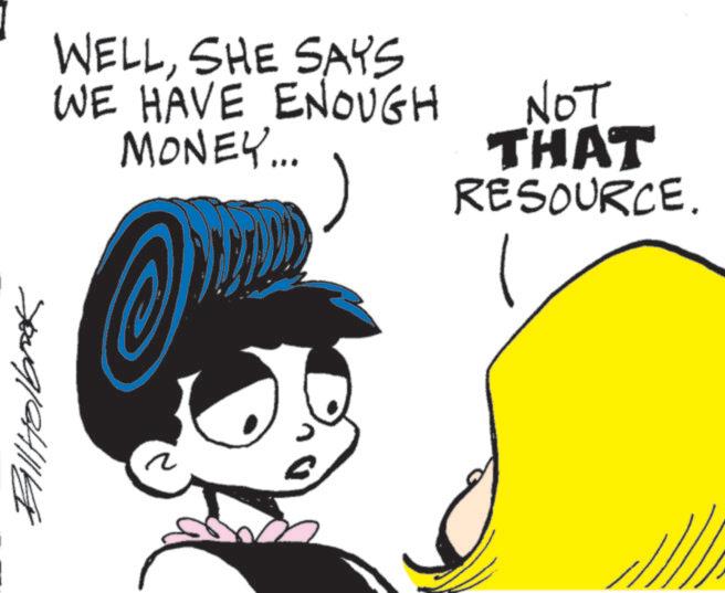 Fictional character OCR: WELLSHE SAYS WE HAVE ENOUGH MONEY... ) NOT THAT RESOURCE. ?????? ? WELLSHE SAYS WE HAVE ENOUGH MONEY ... ) NOT THAT RESOURCE . ?????? ?