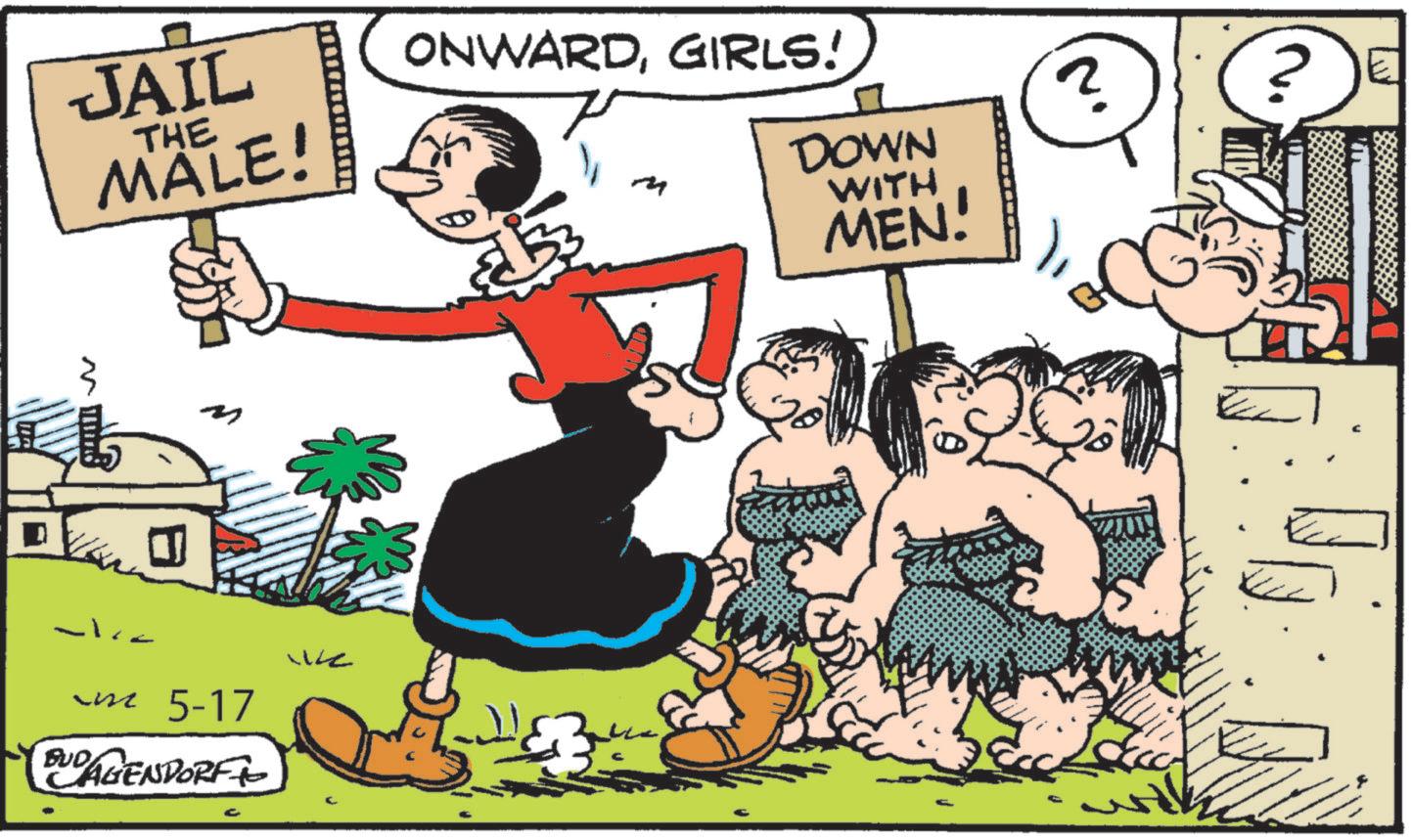 Fictional character OCR: THE JAIL MALE! M ONWARDGIRLS! m DOWN WITH MEN. ? ? em 5-17 BUD AGENDORF+ whe ?E THE JAIL MALE ! M ONWARDGIRLS ! m DOWN WITH MEN . ? ? em 5-17 BUD AGENDORF + whe ? E