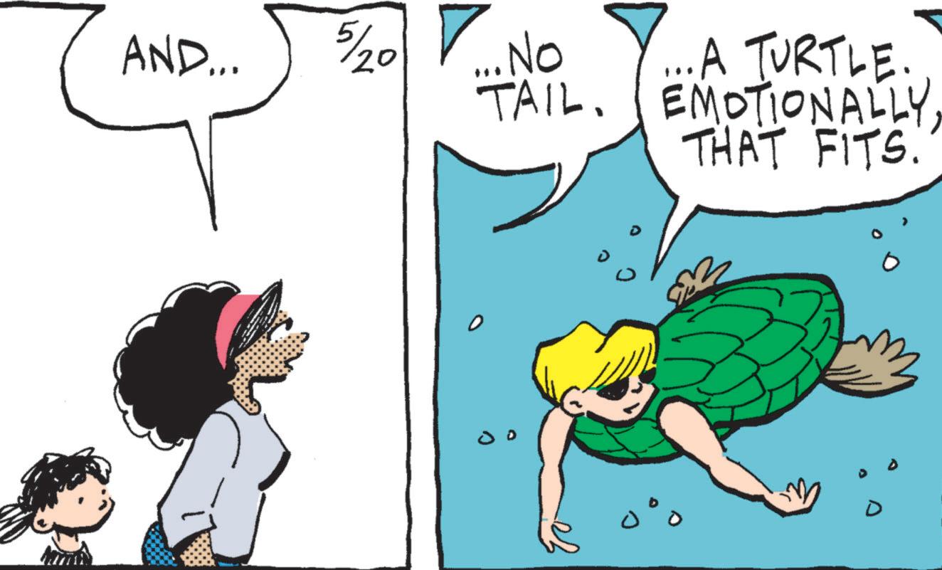Line art OCR: AND... 5/20 ?...NO No ....A TURTLE.. TAIL. EMOTIONALLYTHAT FITS. 0% D AND ... 5/20 ? ... NO No .... A TURTLE .. TAIL . EMOTIONALLYTHAT FITS . 0 % D