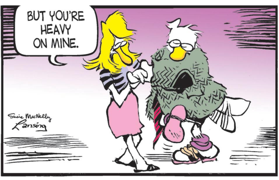 Line art OCR: BUT YOU'RE HEAVY ON MINE. Susie MacNelly Lansing BUT YOU'RE HEAVY ON MINE . Susie MacNelly Lansing