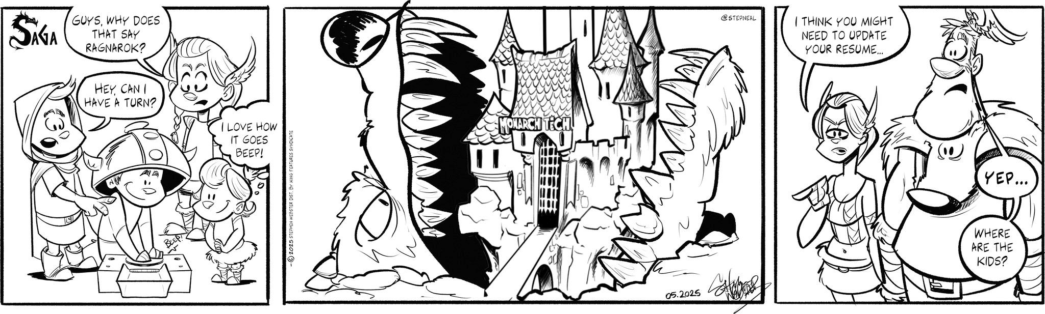 Drawing OCR: SIGA GUYSWHY DOES THAT SAY RAGNAROK? HEYCAN I HAVE A TURN? I LOVE HOW IT GOES BEEP! BEEP! " MONARCH CH @STEPNEAL I THINK YOU MIGHT NEED TO UPDATE YOUR RESUME... YEP... 05.2025 WHERE ARE THE KIDS? SIGA GUYSWHY DOES THAT SAY RAGNAROK ? HEYCAN I HAVE A TURN ? I LOVE HOW IT GOES BEEP ! BEEP ! " MONARCH CH @STEPNEAL I THINK YOU MIGHT NEED TO UPDATE YOUR RESUME ... YEP ... 05.2025 WHERE ARE THE KIDS ?