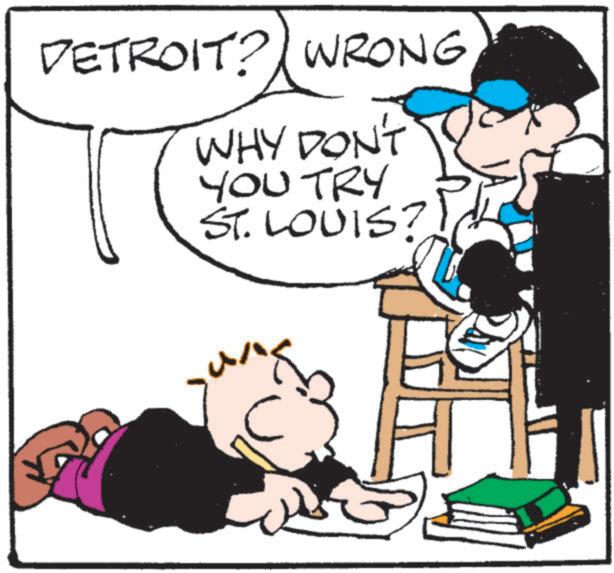 Comics OCR: DETROIT? WRONG WHY DON'T YOU TRY ST. LOUIS? DETROIT ? WRONG WHY DON'T YOU TRY ST . LOUIS ?