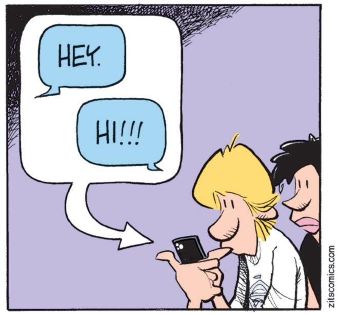 Fictional character OCR: HEY. HI!!! zitscomics.com HEY . HI !!! zitscomics.com