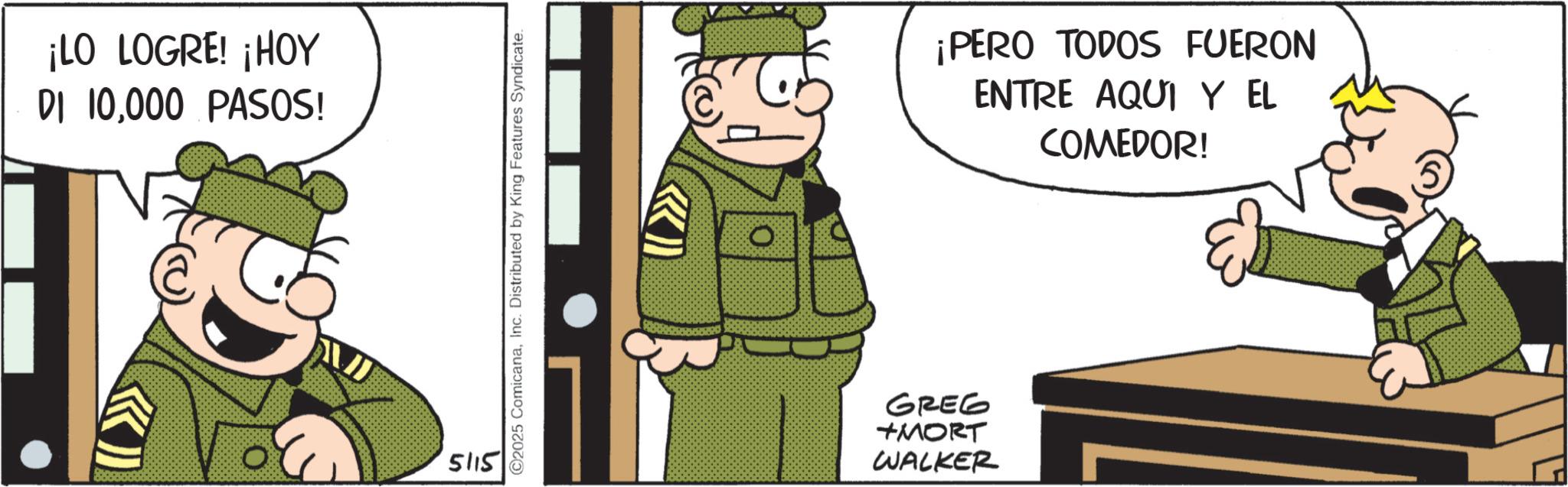 Police officer OCR: ¡LO LOGRE! ¡HOY DI 10000 PASOS! 5115 ©2025 ComicanaInc. Distributed by King Features Syndicate. GREG +MORT WALKER ¡PERO TODOS FUERON ENTRE AQUI Y EL COMEDOR! ¡ LO LOGRE ! ¡ HOY DI 10000 PASOS ! 5115 © 2025 ComicanaInc. Distributed by King Features Syndicate . GREG + MORT WALKER ¡ PERO TODOS FUERON ENTRE AQUI Y EL COMEDOR !