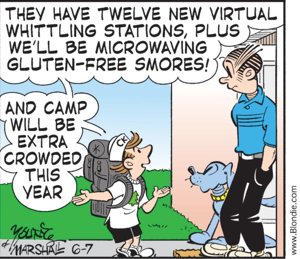 Zookeeper OCR: THEY HAVE TWELVE NEW VIRTUAL WHITTLING STATIONSPLUS WE'LL BE MICROWAVING GLUTEN-FREE SMORES! AND CAMP WILL BE EXTRA CROWDED * CK THIS YEAR YouFile MARSHREE 6-7 www.Blondie.com THEY HAVE TWELVE NEW VIRTUAL WHITTLING STATIONSPLUS WE'LL BE MICROWAVING GLUTEN - FREE SMORES ! AND CAMP WILL BE EXTRA CROWDED * CK THIS YEAR YouFile MARSHREE 6-7 www.Blondie.com