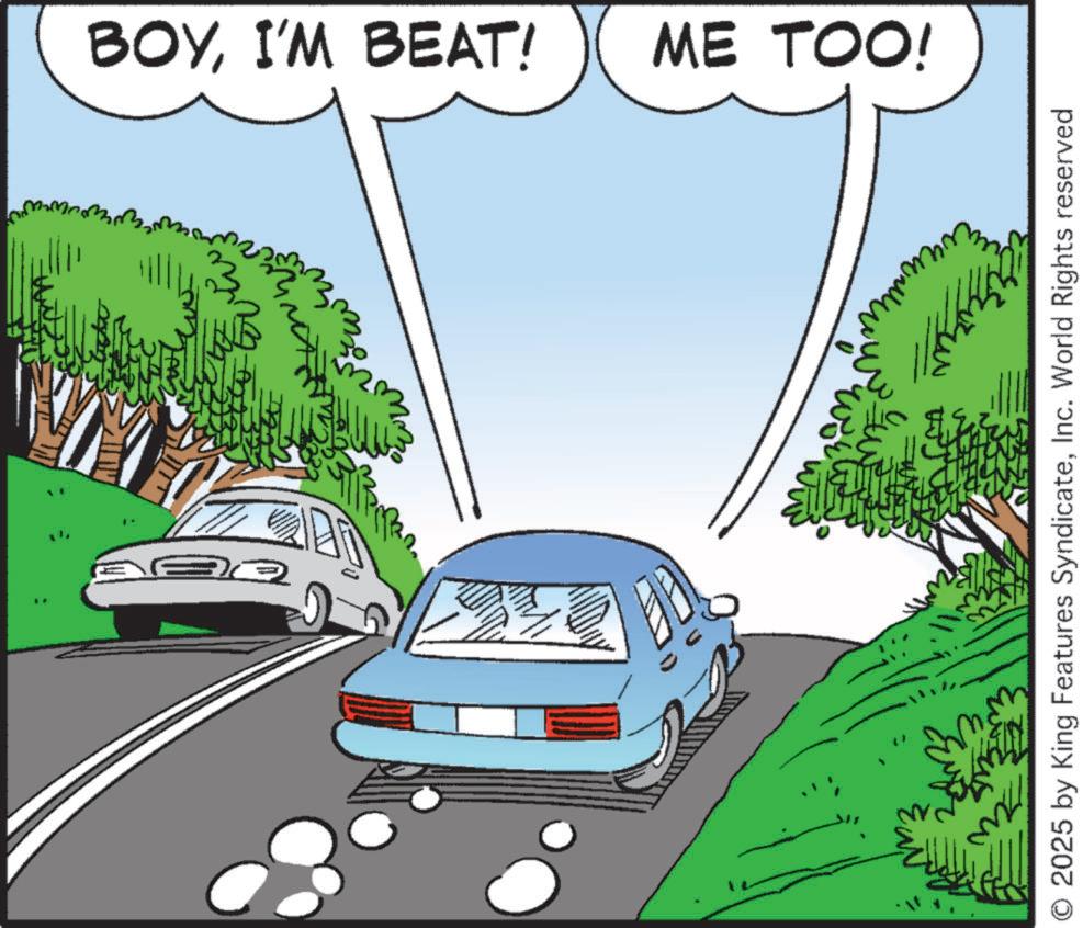 Kit car OCR: ????? BOYI'M BEAT! ME TOO! © 2025 by King Features SyndicateInc. World Rights reserved ????? BOYI'M BEAT ! ME TOO ! © 2025 by King Features SyndicateInc. World Rights reserved