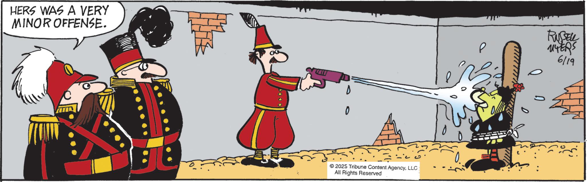 Graphics OCR: HERS WAS A VERY MINOR OFFENSE. 0 2025 Tribune Content AgencyLLC All Rights Reserved ? RUSSELL MYERS 6/19 HERS WAS A VERY MINOR OFFENSE . 0 2025 Tribune Content AgencyLLC All Rights Reserved ? RUSSELL MYERS 6/19