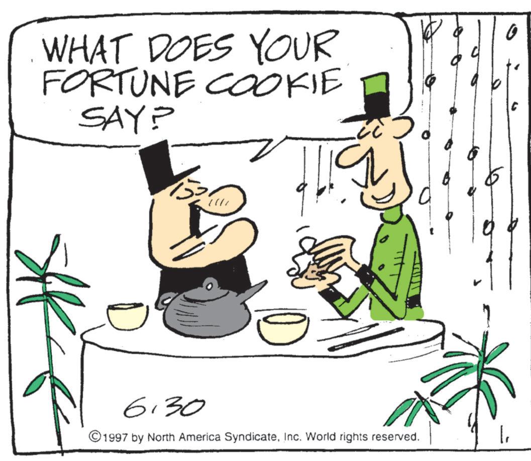 Recipe OCR: WHAT DOES YOUR FORTUNE COOKIE SAY? !!!! 119 D 6.30 © 1997 by North America SyndicateInc. World rights reserved. WHAT DOES YOUR FORTUNE COOKIE SAY ? !!!! 119 D 6.30 © 1997 by North America SyndicateInc. World rights reserved .