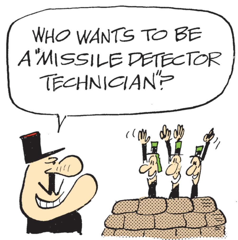 Fiction OCR: WHO WANTS TO BE A "MISSILE DETECTOR TECHNICIAN"? V !!! WHO WANTS TO BE A " MISSILE DETECTOR TECHNICIAN " ? V !!!