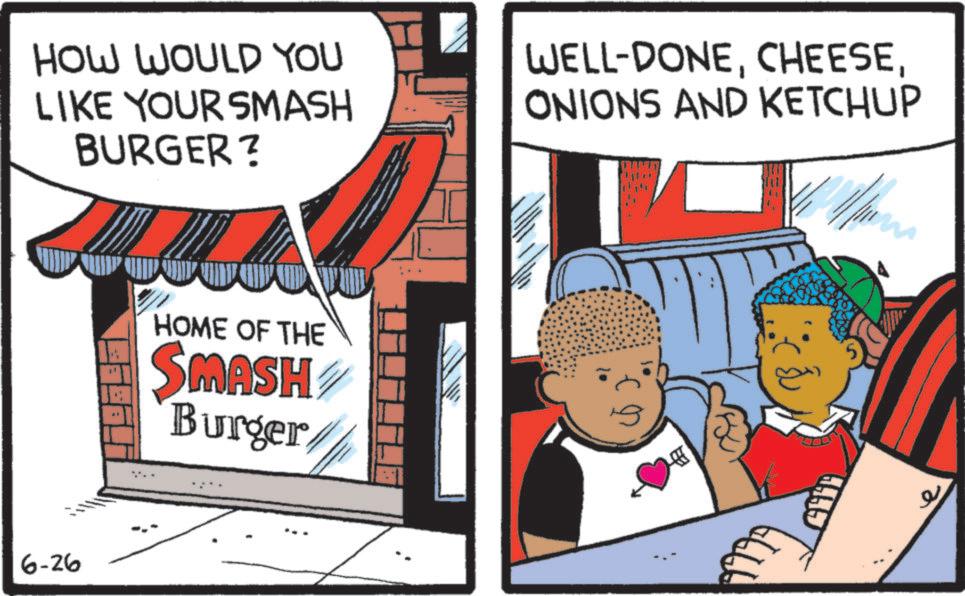 American cuisine OCR: 6-26 HOW WOULD YOU LIKE YOUR SMASH BURGER? WELL-DONEONIONS AND KETCHUP HOME OF THE SMASH Burger ? e 6-26 HOW WOULD YOU LIKE YOUR SMASH BURGER ? WELL - DONEONIONS AND KETCHUP HOME OF THE SMASH Burger ? e