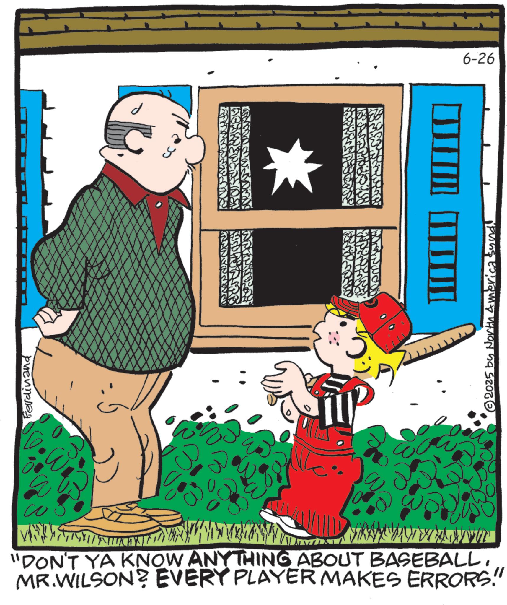 Publication OCR: Ferdinand y AGAMEPENSIOEN V V P M P U ?? "DON'T YA KNOW ANYTHING ABOUT BASEBALLMR.WILSON? EVERY PLAYER MAKES ERRORS!" 2025 by North America sund! 6-26 Ferdinand y AGAMEPENSIOEN V V P M P U ?? " DON'T YA KNOW ANYTHING ABOUT BASEBALLMR.WILSON ? EVERY PLAYER MAKES ERRORS ! " 2025 by North America sund ! 6-26