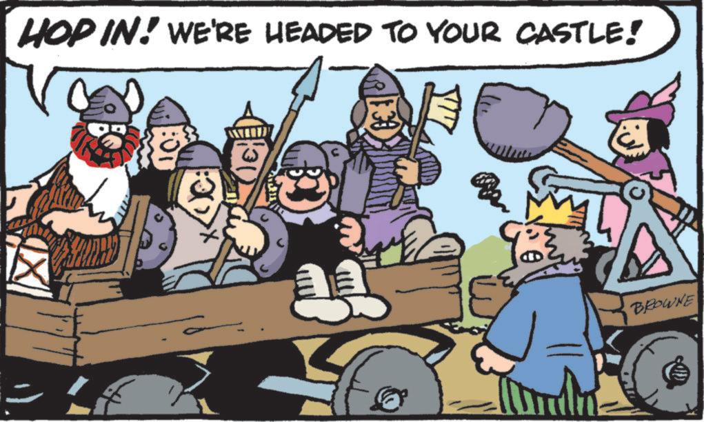 Fiction OCR: HOP IN! WE'RE HEADED TO YOUR CASTLE! 130 ? BROWNE HOP IN ! WE'RE HEADED TO YOUR CASTLE ! 130 ? BROWNE