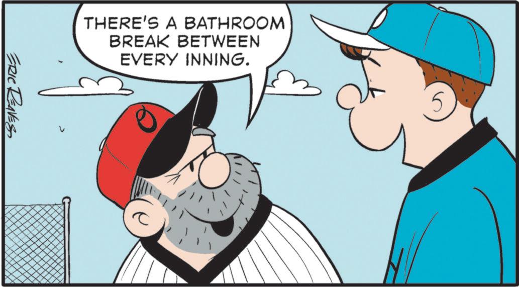 Animation OCR: THERE'S A BATHROOM BREAK BETWEEN EVERY INNING. ERIC REAVES > THERE'S A BATHROOM BREAK BETWEEN EVERY INNING . ERIC REAVES >