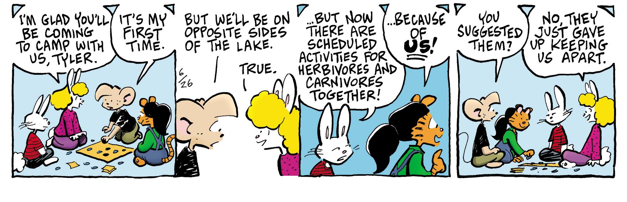 Publication OCR: FIRST TIME. ? ? I'M GLAD YOU'LLY IT'S MY BUT WE'LL BE ON BE COMING TO CAMP WITH USTYLER. ... BUT NOW Y... BECAUSE OPPOSITE SIDES THERE ARE OF YOU SUGGESTED OF THE LAKE. SCHEDULED US! THEM? NOTHEY JUST GAVE UP KEEPING ACTIVITIES FOR VS APART. 6. 1 TRUE. HERBIVORES AND 26 CARNIVORES TOGETHER! FIRST TIME . ? ? I'M GLAD YOU'LLY IT'S MY BUT WE'LL BE ON BE COMING TO CAMP WITH USTYLER . ... BUT NOW Y ... BECAUSE OPPOSITE SIDES THERE ARE OF YOU SUGGESTED OF THE LAKE . SCHEDULED US ! THEM ? NOTHEY JUST GAVE UP KEEPING ACTIVITIES FOR VS APART . 6 . 1 TRUE . HERBIVORES AND 26 CARNIVORES TOGETHER !