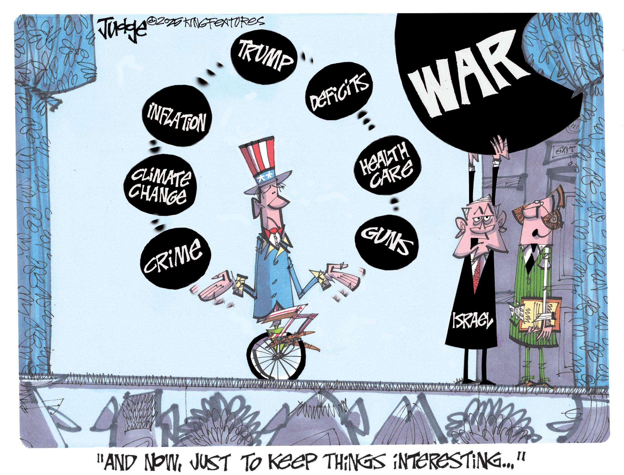 Fictional character OCR: Judge 2015 KING FEATURES TRUMP INFLATION CLIMATE CHANGE CRIME DEFICITS : WAR HEALTH CARE GUNS ISRACY "AND NOWNJUST To Keep THINGS INTERESTING..." AXT Judge 2015 KING FEATURES TRUMP INFLATION CLIMATE CHANGE CRIME DEFICITS : WAR HEALTH CARE GUNS ISRACY " AND NOWNJUST To Keep THINGS INTERESTING ... " AXT