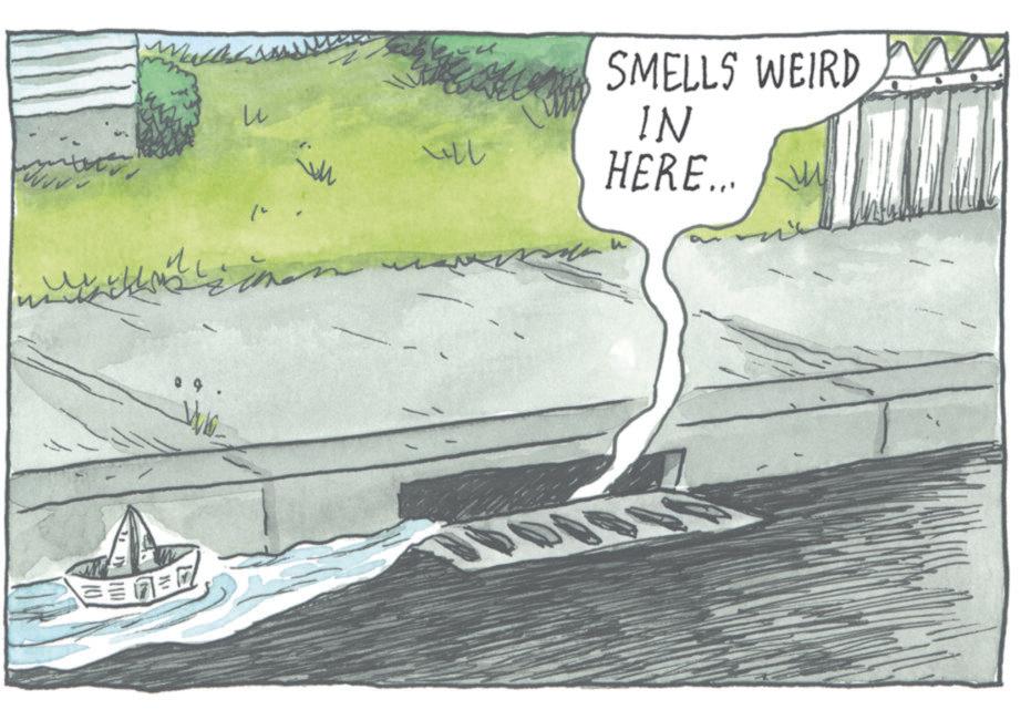 Illustration OCR: @ 9. We u 122 SMELLS WEIRD A IN HERE... ? @ 9 . We u 122 SMELLS WEIRD A IN HERE ... ?
