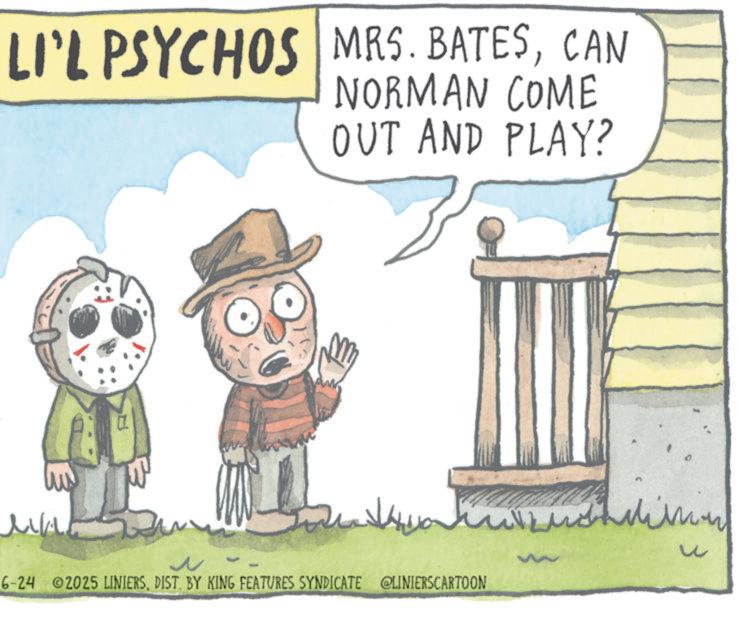 Animation OCR: LI'L PSYCHOS MRS. BATESCAN NORMAN COME OUT AND PLAY? ? 6-24 2025 LINIERSDIST. BY KING FEATURES SYNDICATE @LINIERSCARTOON ? w LI'L PSYCHOS MRS . BATESCAN NORMAN COME OUT AND PLAY ? ? 6-24 2025 LINIERSDIST . BY KING FEATURES SYNDICATE @LINIERSCARTOON ? w