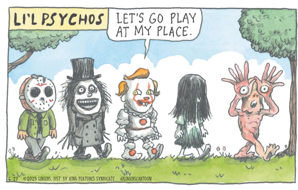 Handwriting OCR: LIL PSYCHOS LET'S GO PLAY AT MY PLACE. w 6-27 2025 LINIERSDIST. BY KING FEATURES SYNDICATE @LINIERSCARTOON W LIL PSYCHOS LET'S GO PLAY AT MY PLACE . w 6-27 2025 LINIERSDIST . BY KING FEATURES SYNDICATE @LINIERSCARTOON W