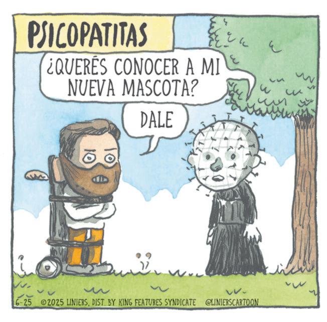 Animated cartoon OCR: PSICOPATITAS ¿QUERES CONOCER A MI NUEVA MASCOTA? DALE ? ? ?? ? y 10 3 6-25 2025 LINIERSDIST. BY KING FEATURES SYNDICATE @LINIERSCARTOON PSICOPATITAS ¿ QUERES CONOCER A MI NUEVA MASCOTA ? DALE ? ? ?? ? y 10 3 6-25 2025 LINIERSDIST . BY KING FEATURES SYNDICATE @LINIERSCARTOON