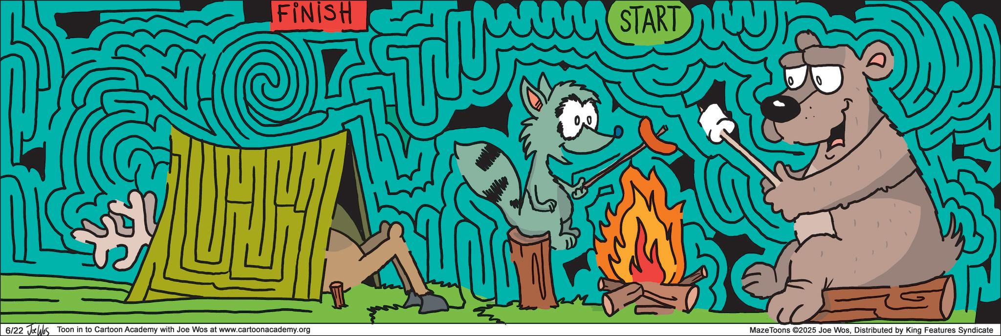Graphic design OCR: FINISH START 10 6/22 Jos Toon in to Cartoon Academy with Joe Wos at www.cartoonacademy.org Maze Toons ©2025 Joe WosDistributed by King Features Syndicate FINISH START 10 6/22 Jos Toon in to Cartoon Academy with Joe Wos at www.cartoonacademy.org Maze Toons © 2025 Joe WosDistributed by King Features Syndicate