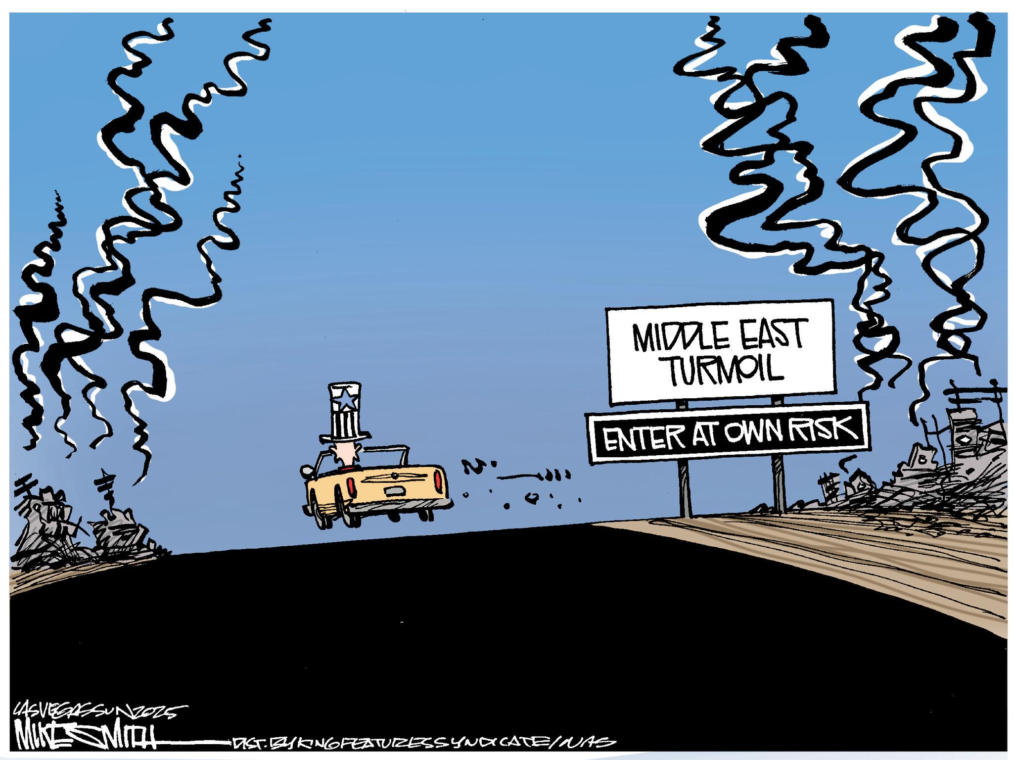 OCR: LASVEGASSUNZ025 MIKE MITH MIDDLE EAST TURMOIL ENTER AT OWN RISK •DIST. BYKING FEATURESSYNDICATE/NAS LASVEGASSUNZ025 MIKE MITH MIDDLE EAST TURMOIL ENTER AT OWN RISK • DIST . BYKING FEATURESSYNDICATE / NAS