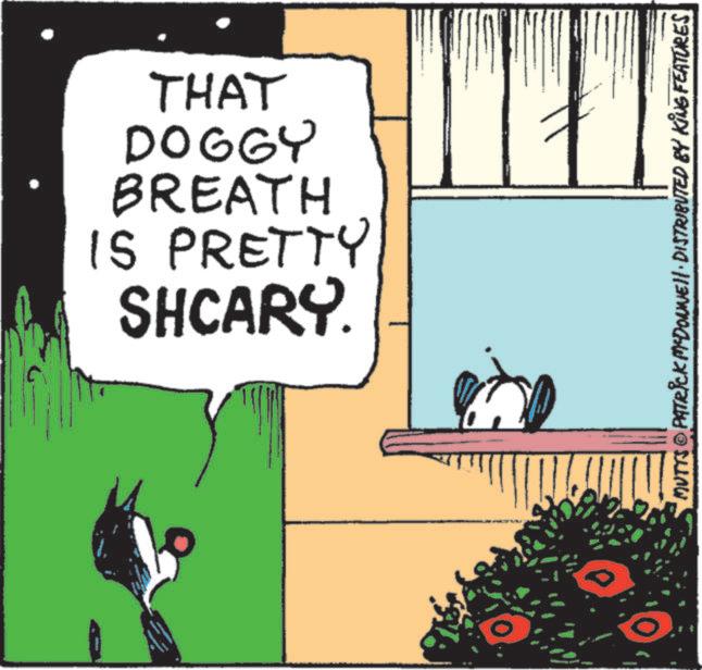 Fictional character OCR: SHCARY. IS PRETTY BREATH DOGGY THAT MUTTS © PATRICK MYDONNE!!· DISTRIBUTED BY KING FEATURES SHCARY . IS PRETTY BREATH DOGGY THAT MUTTS © PATRICK MYDONNE !! · DISTRIBUTED BY KING FEATURES